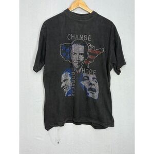 Change Hope Progress Barack Obama Campaign T-Shirt Mens Black XL United‎ USA